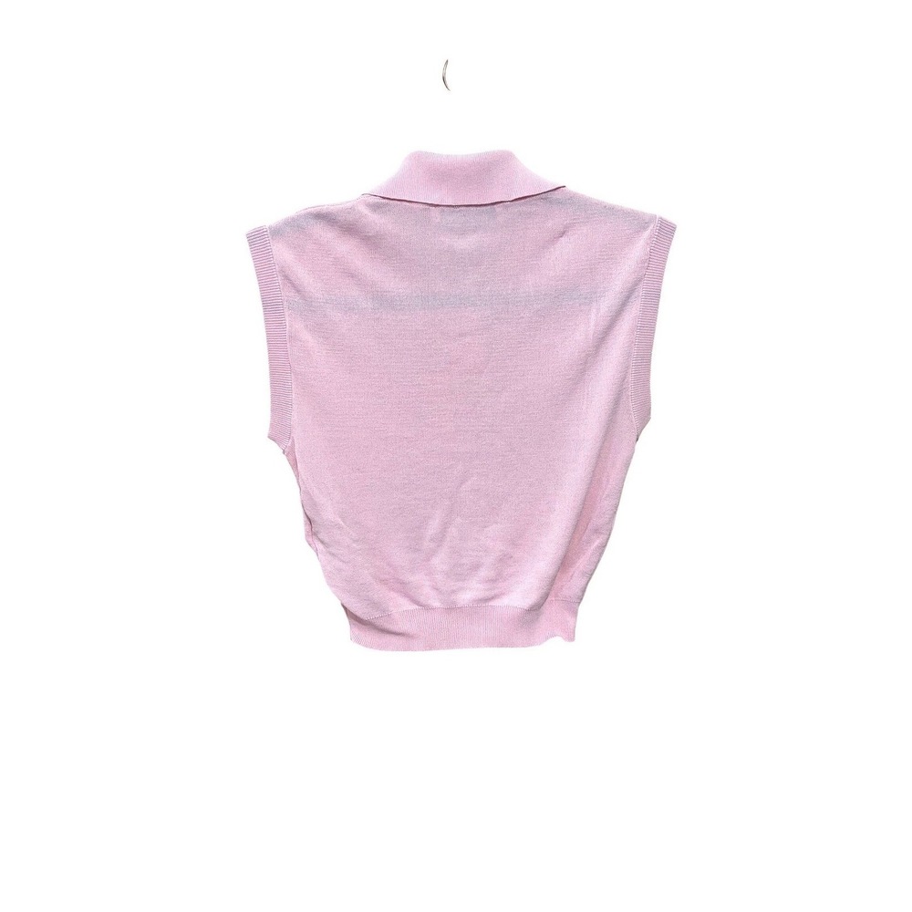 Zara Pink Sleeveless Knit Polo Cropped Sweater Vest Coquette Preppy Balletcore S - Picture 5 of 8